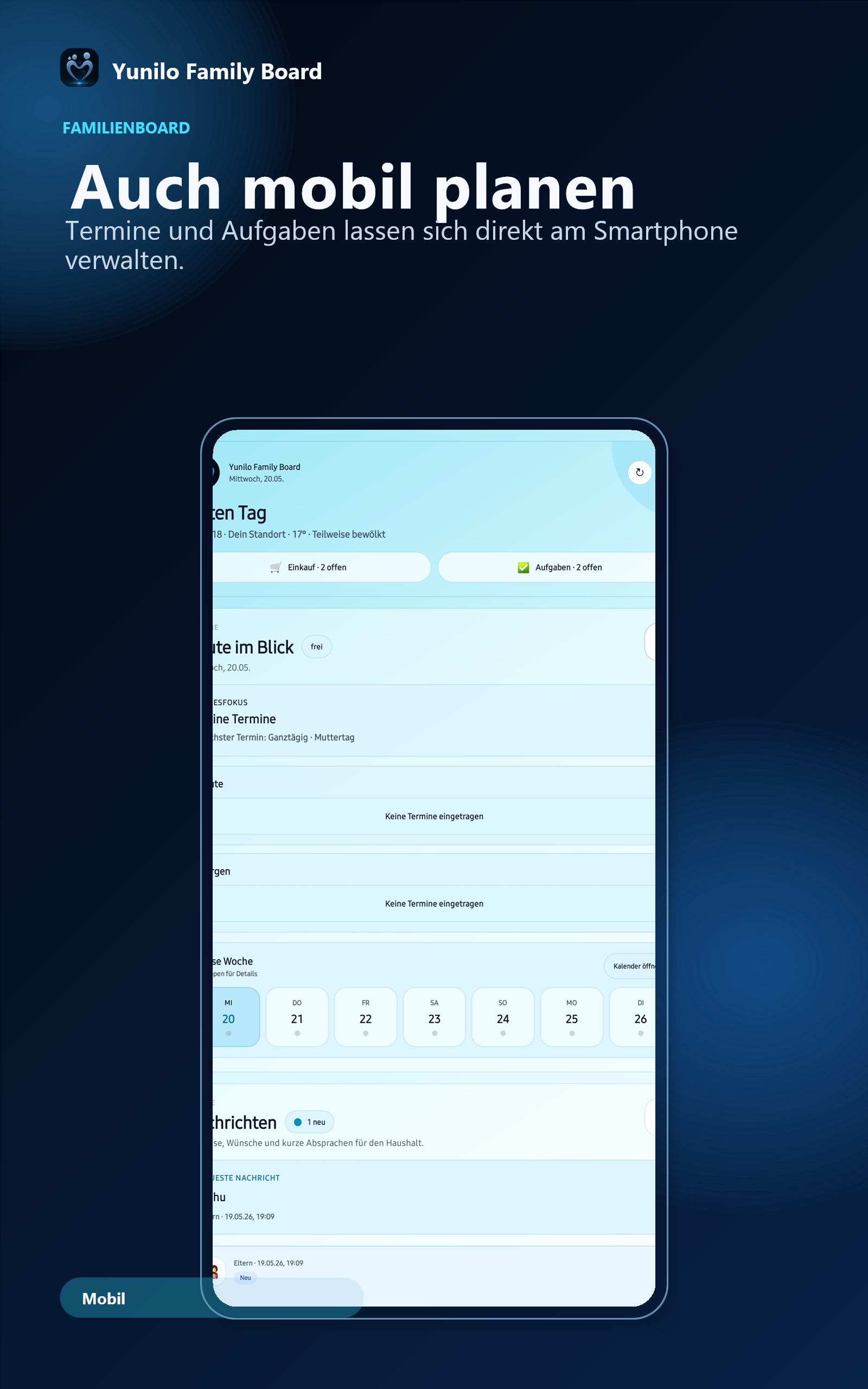 Yunilo mobile Planung auf einem Smartphone