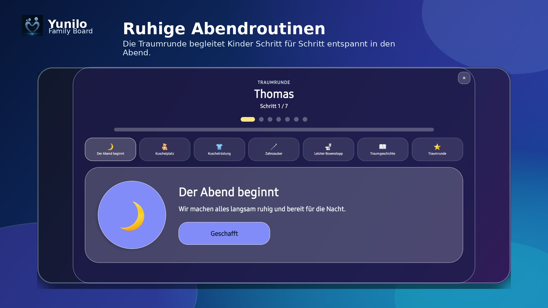 Yunilo Familienplaner App mit Routinen, Aufgaben und Tagesplanung